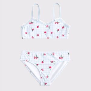 Abercrombie kids triangle two-piece swimsuit Strawberry pattern NWT Sz 13/14